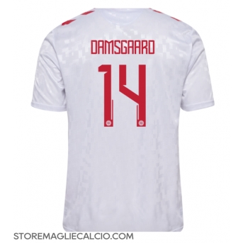 Danimarca Mikkel Damsgaard #14 Maglia Gara Trasferta Repliche Europei 2024